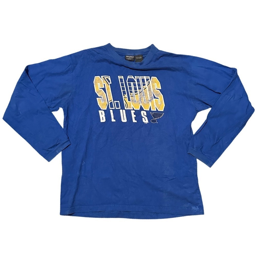 St Louis Blues Long Sleeve T Shirt Pro Edge Hockey Blue Mens M